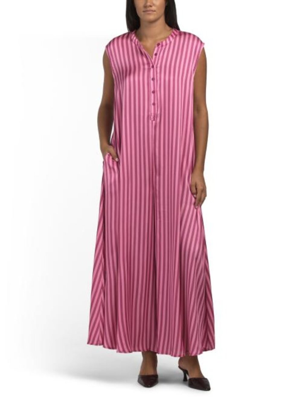 BUCKETLIST Wide Leg Stripe Soft Satin Jumpsuit